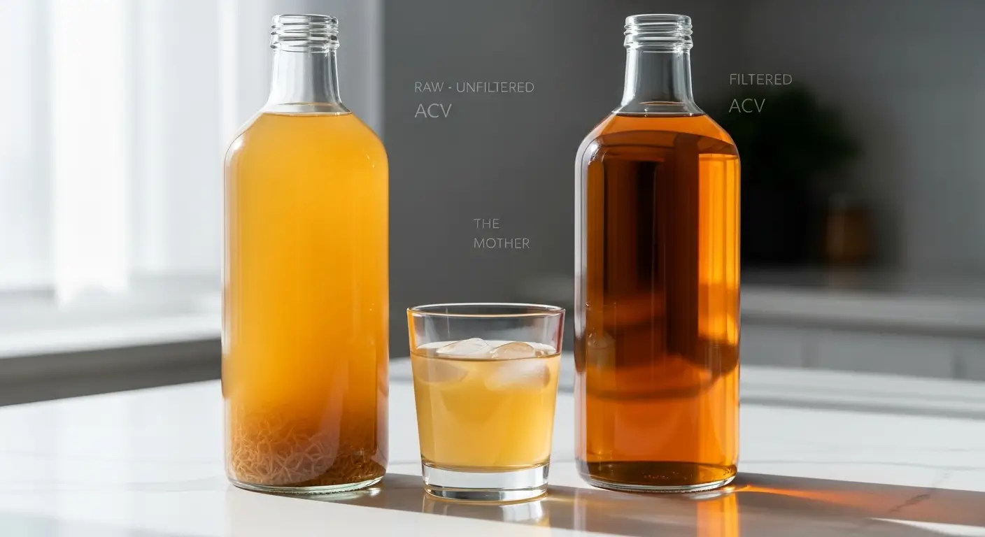 Fresh ingredients for a healthy honey lemon water drink, including a glass of water, pale yellow lemon juice, and golden honey in a stainless steel spoon, arranged on a white marble surface with translucent ice cubes under bright, even lighting.